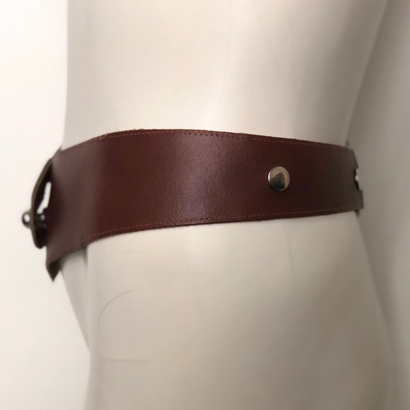 Vintage 80s Leather Hip Belt - Picture 5 of 8